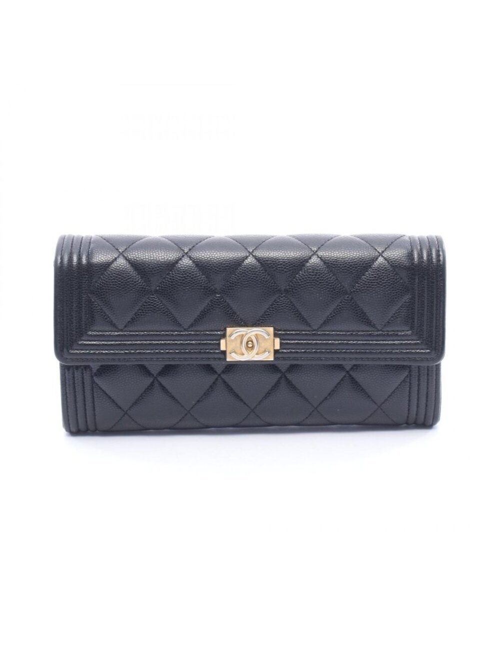 Chanel Bifold Wallet Boy Black Calf Boy Zip